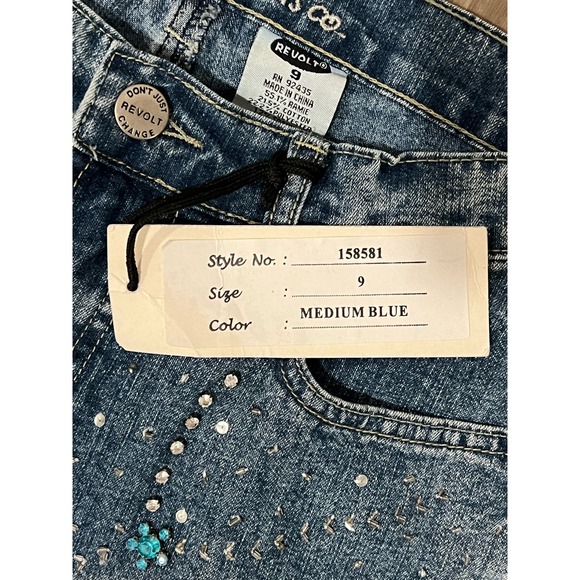NEW Revolt Jeans,‎ Rhinestone Bling, size 9, #533-T - Picture 5 of 7